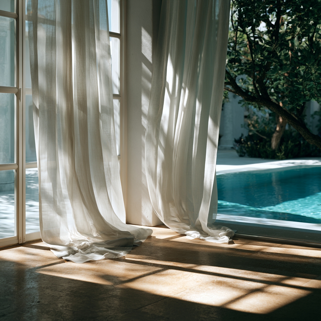 Light curtains by a Mediterranean pool